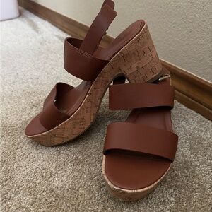 a new day Tan Cork Wedge Sandals
